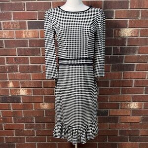 New Talbots Black and White Ruffle Hem Dress Size 4